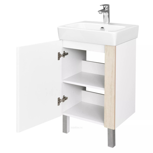 1A2578K0AHB20 Набор: 1A257801AHB20 Тумба-умывальник Кантри 50 Бел/Дуб Верона/ 1WH302184 Раковина НЕО-50. Фото 5