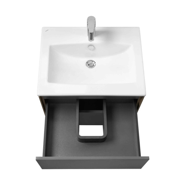 1A2580K1AJA00 Набор: 1A258001AJA00 Тумба-умывальник Сохо 60 Дуб Веллингтон/ 1WH501606 РаковинаЭлина 60. Фото 4