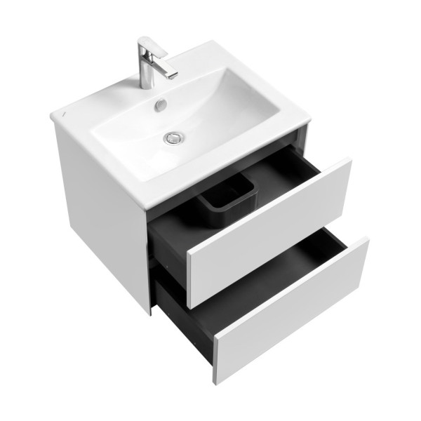 1A2580K2AJ010 Набор: 1A258001AJ010 Тумба-умывальник Сохо 60 Белый глянец/ 1WH501606 РаковинаЭлина 60. Фото 4