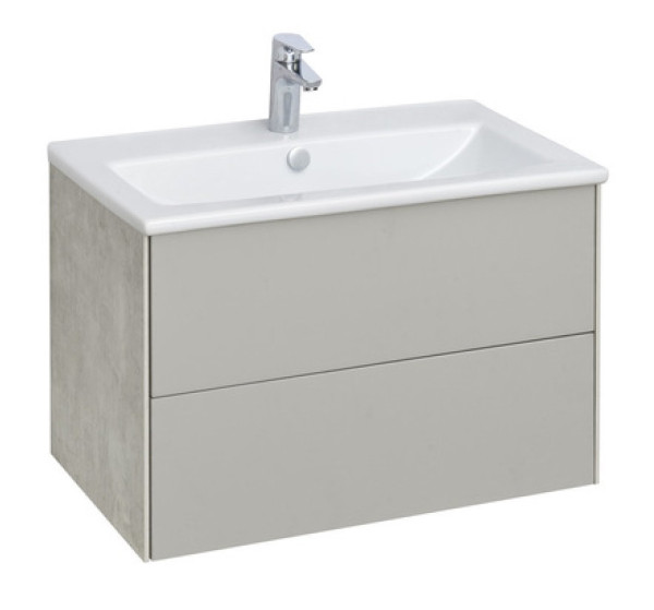 1A2581K1AJ9A0 Набор: 1A258101AJ9A0 Тумба-умывальник Сохо 75 Слэйт/галька серая / 1WH501619 РаковинаЭлина 75. Фото 1