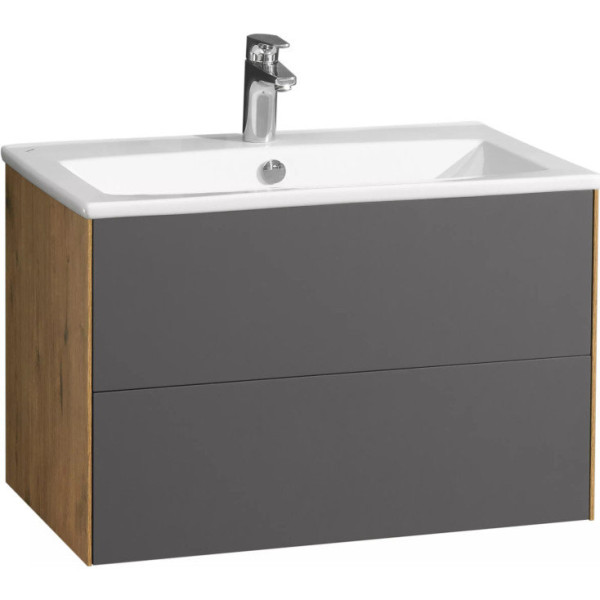 1A2581K1AJA00 Набор: 1A258101AJA00 Тумба-умывальник Сохо 75 Дуб Веллингтон/ 1WH501619 РаковинаЭлина 75. Фото 1