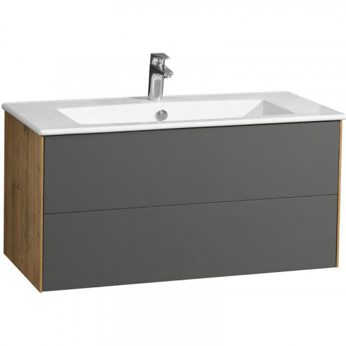 1A2582K1AJA00 Набор: 1A258201AJA00 Тумба-умывальник Сохо 100 Дуб Веллингтон/ 1WH501627 РаковинаЭлина 100. Фото 1