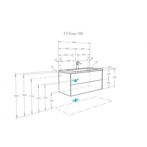 1A2582K1AJA00 Набор: 1A258201AJA00 Тумба-умывальник Сохо 100 Дуб Веллингтон/ 1WH501627 РаковинаЭлина 100. Фото 2