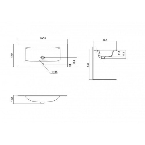 1A2582K1AJA00 Набор: 1A258201AJA00 Тумба-умывальник Сохо 100 Дуб Веллингтон/ 1WH501627 РаковинаЭлина 100. Фото 3