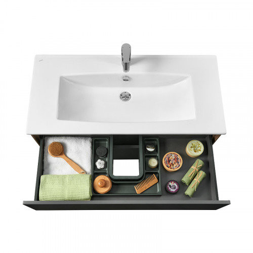 1A2582K1AJA00 Набор: 1A258201AJA00 Тумба-умывальник Сохо 100 Дуб Веллингтон/ 1WH501627 РаковинаЭлина 100. Фото 5