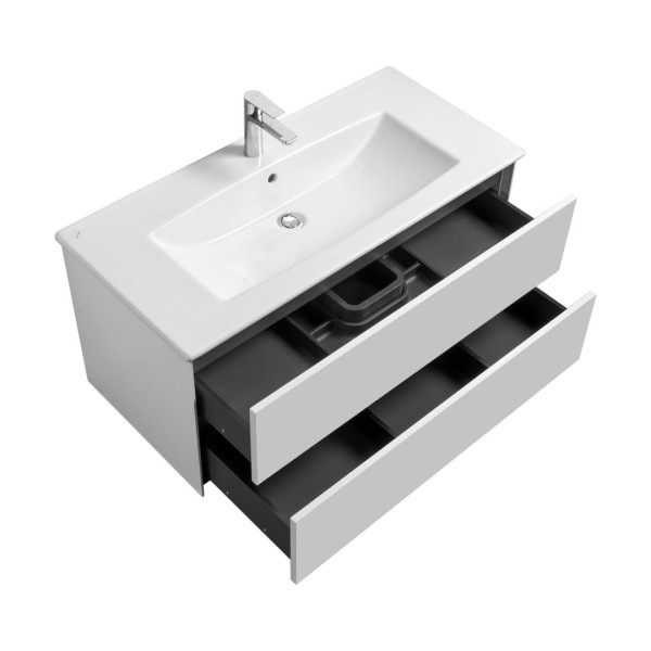 1A2582K2AJ010 Набор: 1A258201AJ010 Тумба-умывальник Сохо 100 Белый глянец/ 1WH501627 РаковинаЭлина 100. Фото 3