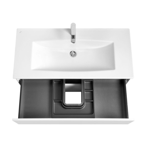 1A2582K2AJ010 Набор: 1A258201AJ010 Тумба-умывальник Сохо 100 Белый глянец/ 1WH501627 РаковинаЭлина 100. Фото 4