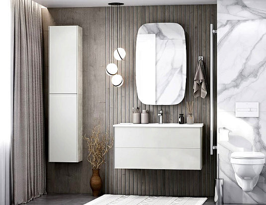 1A2582K2AJ010 Набор: 1A258201AJ010 Тумба-умывальник Сохо 100 Белый глянец/ 1WH501627 РаковинаЭлина 100. Фото 7