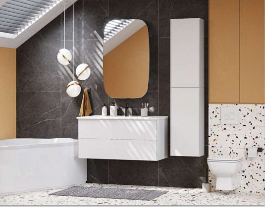 1A2582K2AJ010 Набор: 1A258201AJ010 Тумба-умывальник Сохо 100 Белый глянец/ 1WH501627 РаковинаЭлина 100. Фото 8