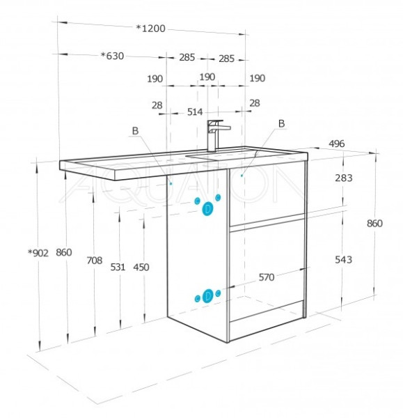 1A2669K1LHDY0 Набор: 1A266901LHDY0 Тумба под раковину Лондри 60 Дуб кантри (рак.1A72243KLH010, 1A72843KLH01L заказывается ОТДЕЛЬНО!). Фото 1