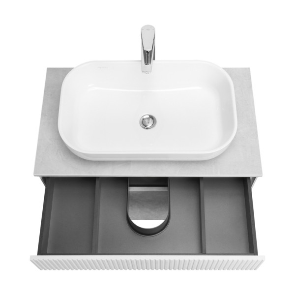 1A2762K4MH4C0 Набор: 1A276201MH4C0 Тумба-умывальник 80 Марбл СлэйтБелый матовый/ 1A73313KLK010 Раковина Лола 60. Фото 2