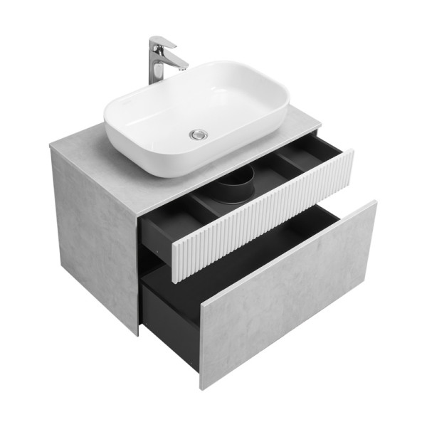 1A2762K4MH4C0 Набор: 1A276201MH4C0 Тумба-умывальник 80 Марбл СлэйтБелый матовый/ 1A73313KLK010 Раковина Лола 60. Фото 3