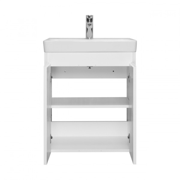 1A2788K0SD010 Набор: 1A278801SD010 Тумба-умывальник Сканди Doors 55 Белый глянец/Белый матовый/ 1WH501620 Умывальник Адриана 55. Фото 1