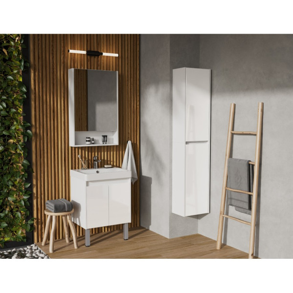 1A2788K0SD010 Набор: 1A278801SD010 Тумба-умывальник Сканди Doors 55 Белый глянец/Белый матовый/ 1WH501620 Умывальник Адриана 55. Фото 3