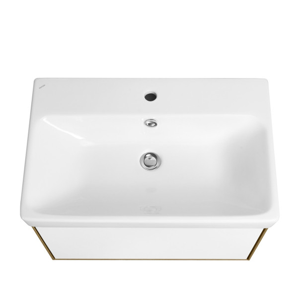 1A2798K0LYC70 Набор: 1A279801LYC70 Тумба-умывальник Либерти 70 Дуб Эльвезия/Белый глянец/1WH501628 Раковина Адриана 70. Фото 2