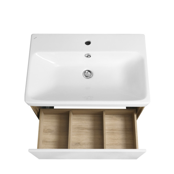 1A2798K0LYC70 Набор: 1A279801LYC70 Тумба-умывальник Либерти 70 Дуб Эльвезия/Белый глянец/1WH501628 Раковина Адриана 70. Фото 3