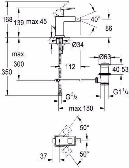 23138000 Eurocube Смеситель д.биде,слив.гарнитур, хром. Фото 2