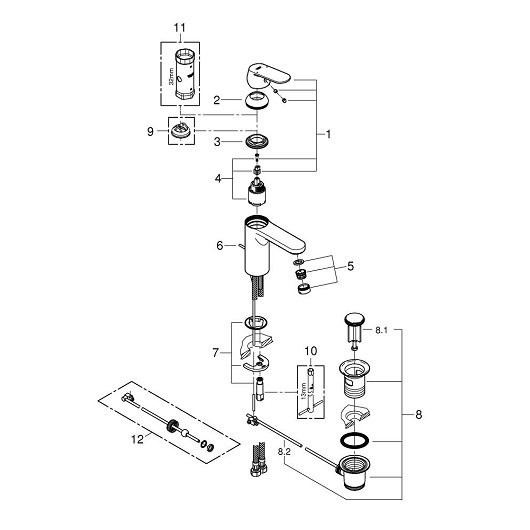 23325000 Eurosmart Cosmopolitan Смеситель для раковины, с донным клапаном, средний излив, хром. Фото 2