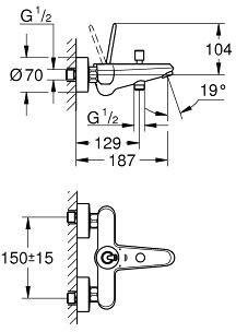 23431000 Eurodisc Joy Смеситель для ванны , хром. Фото 3