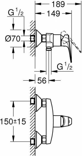23632000 BauFlow Смеситель для душа, хром. Фото 2