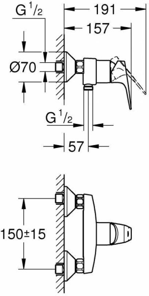 23755000 BauFlow Смеситель для душа, хром. Фото 2