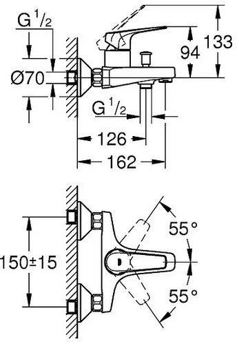 23756000 BauFlow Смеситель для ванны, хром. Фото 4
