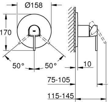 24059003 Plus Смеситель однорычажный для душа, круглая розетка, хром. Фото 2