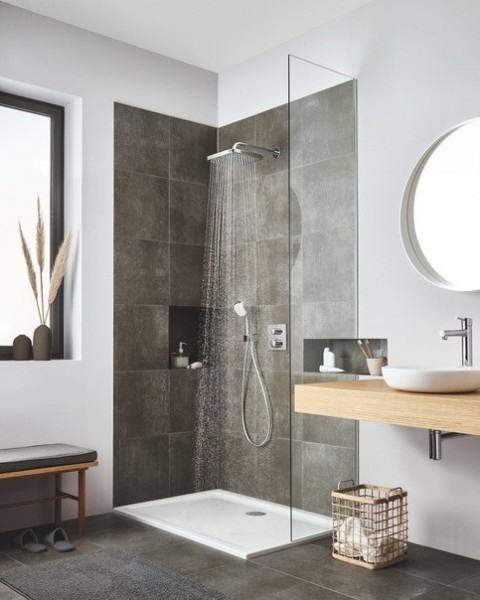 24079000 Grohtherm Термостатический смеситель для душа с переключателем на 2 положения верхний-ручной душ, квадратная розетка, хром. Фото 5