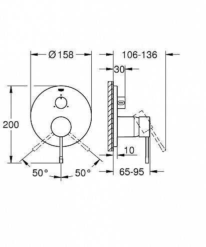 24092GN1 Essence Внешняя часть смесителя для ванны с переключателем на 3 положения, холодный рассвет, матовый. Фото 2