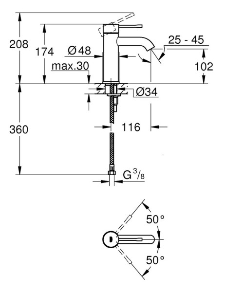 24172KF1 Essence Смеситель однорычажный для раковины, S size, хфантомный чёрный. Фото 4