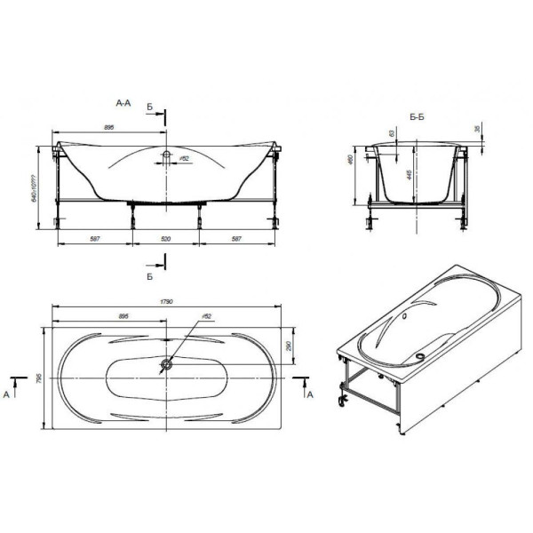 248525000 MADEIRA акриловая ванна прям 180х80 белая (монтажный комплект заказывается отдельно). Фото 2