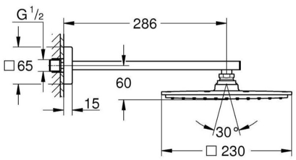 26064000 Rainshower Allure Верхний душ 230 с кронштейном, I режим, 9,5 л/мин, хром. Фото 2