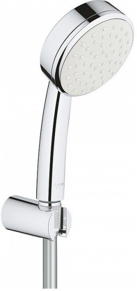 26084002 Tempesta Cosmopolitan 100 Душевой набор I (круглый ручной душ, настенный держатель, шланг 1500 мм), хром. Фото 1