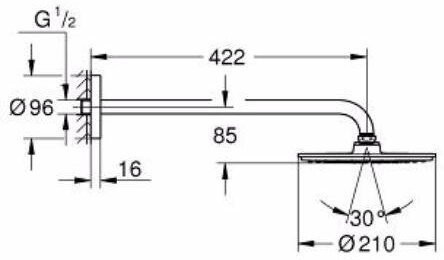 26171000 Rainshower Cosmopolitan Верхний душ с душевым кронштейном, диаметр 210 мм, I режим, хром. Фото 2