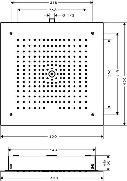 26252000 HG Raindance Е Air 1jet 400*400 верхний душ ( ПРОДАВАТЬ ТОЛЬКО В КОМПЛЕКТЕ с 26254180 ). Фото 5