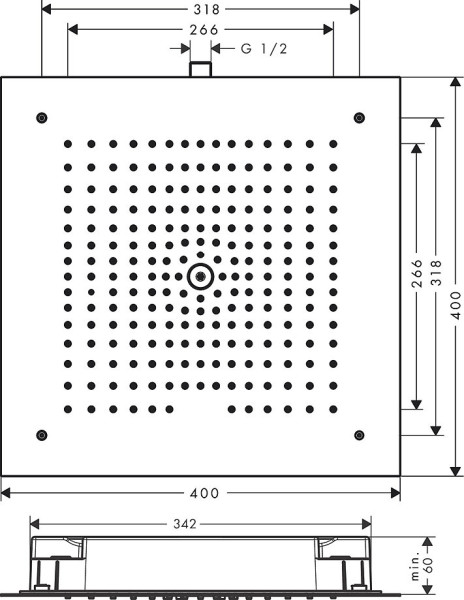 26252000S Set HG Raindance Е Air 1jet 400*400 верхний душ (26252000+26254180). Фото 5