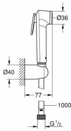 26355IL0 Tempesta-F Набор для гигиенического душа I (гигиенический душ, настенный держатель, шланг 1000 мм), белая луна. Фото 2