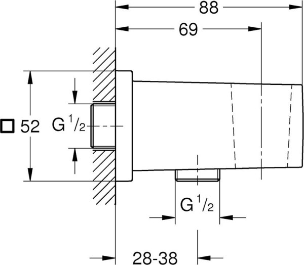 26370000 Euphoria Cube Подключение для душевого шланга с держателем, хром. Фото 3