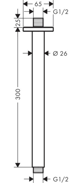 26407670 HG Vernis Shape потолочный держатель верхнего душа 300мм матовый черный. Фото 2