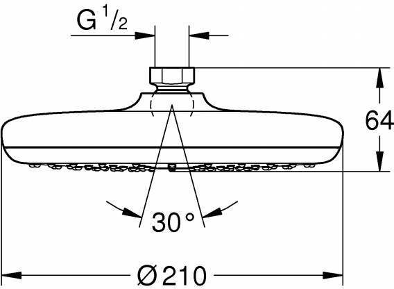 26408000 Tempesta Верхний душ 210 I режим, хром. Фото 2