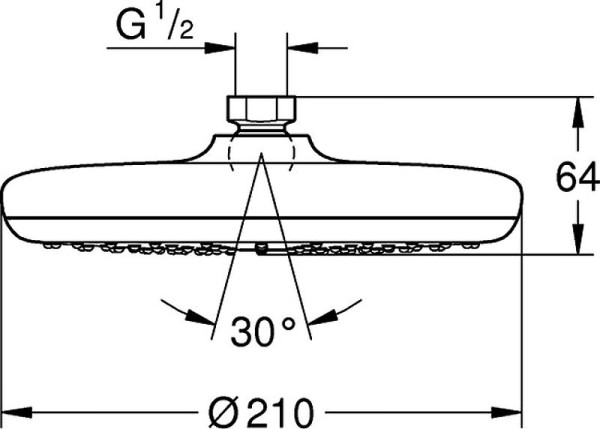 26409000 Tempesta 210 Верхний душ, I режим, расход 6.6 л/мин, хром. Фото 4