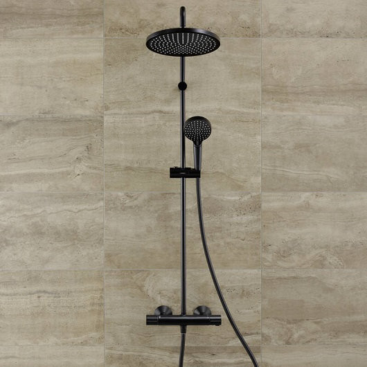 26426670 HG Vernis Blend Showerpipe 240 термостатическая душевая система, матовый черный. Фото 4