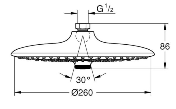 26455000 Euphoria 260 SmartControl Верхний душ, lII режима, хром. Фото 2
