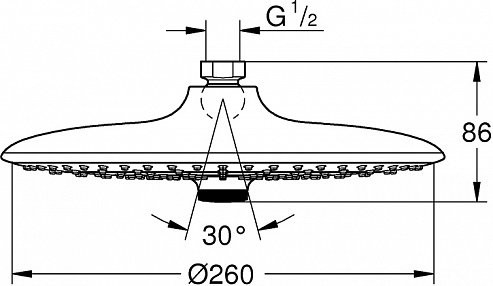 26457000 Euphoria 260 SmartControl Верхний душ , расход 9.5 л/мин, 3 режима, хром. Фото 6