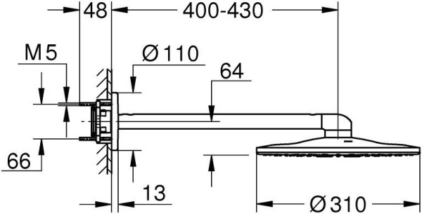 26475000 Rainshower 310 SmartActive Верхний душ с душевым кронштейном 430 мм, 2 режима струи, хром. Фото 2