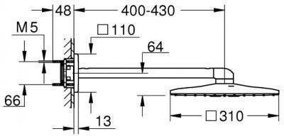 26479000 Rainshower 310 SmartActive Cube Верхний душ с душевым кронштейном 430 мм, 2 режима струи, хром. Фото 4