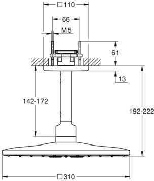 26481000 Rainshower 310 Верхний душ SmartActive Cube с душевым кронштейном 142 мм, 2 режима струи, хром. Фото 2