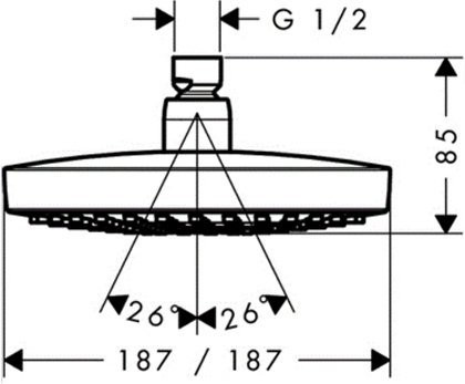 26524400 HG Croma Select E 180 2jet верхний душ белый/хром. Фото 2