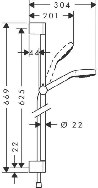 26564400 HG Croma Select S 1jet душевой гарнитур 65 см белый/хром. Фото 2