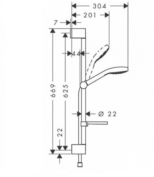 26582400 HG Croma Select E Vario 65 см душевой гарнитур белый/хром. Фото 2